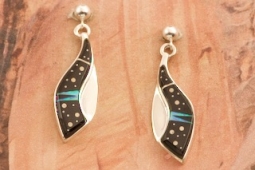 Navajo Artist Calvin Begay Night Sky Sterling Silver Earrings